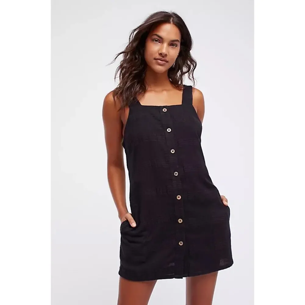 Free People Keep It Simple Mini Dress Linen Cotton Size XS